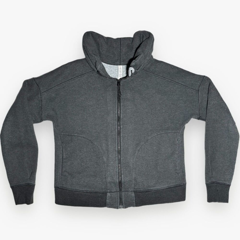 Lululemon Hug It Out Full Zip Sweater Funnel Neck Heathered Black/Grey 12 - Picture 3 of 16